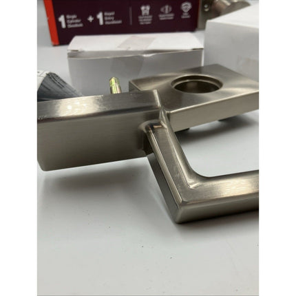 Home Decorators Bleecker Satin Nickel Door Handleset with Ridgeway Interior Knob - Long Island Liquidation