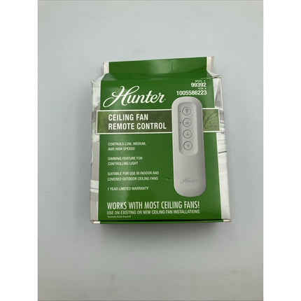 Hunter Universal 3 Speed Damp Rated Ceiling Fan Handheld Remote Control White - Long Island Liquidation