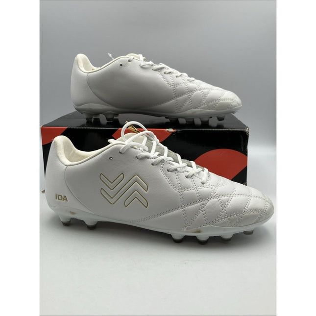 IDA Classica Womens Leather Soccer Cleats Size 7 White Futbol Multi Ground - Long Island Liquidation