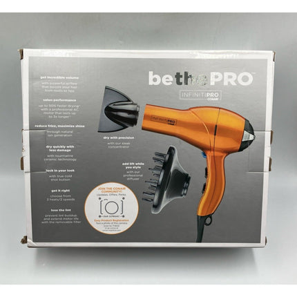 INFINITI PRO CONAIR Orange Quick Styling Salon Hair Dryer - AC Motor, 1875 Watts - Long Island Liquidation