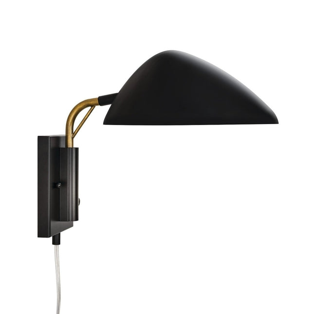 Kichler Rico Plug - in Wall Sconce, Swing Arm, Matte Blk & Brass Light - MCM Style - Long Island Liquidation