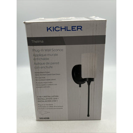 Kichler Thelma Plug in Wall Sconce Matte Black 5024098 - Long Island Liquidation