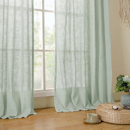LAMIT Linen Sheer Curtains 95 inch for Living Room, Sage Green SET OF 3 - Long Island Liquidation