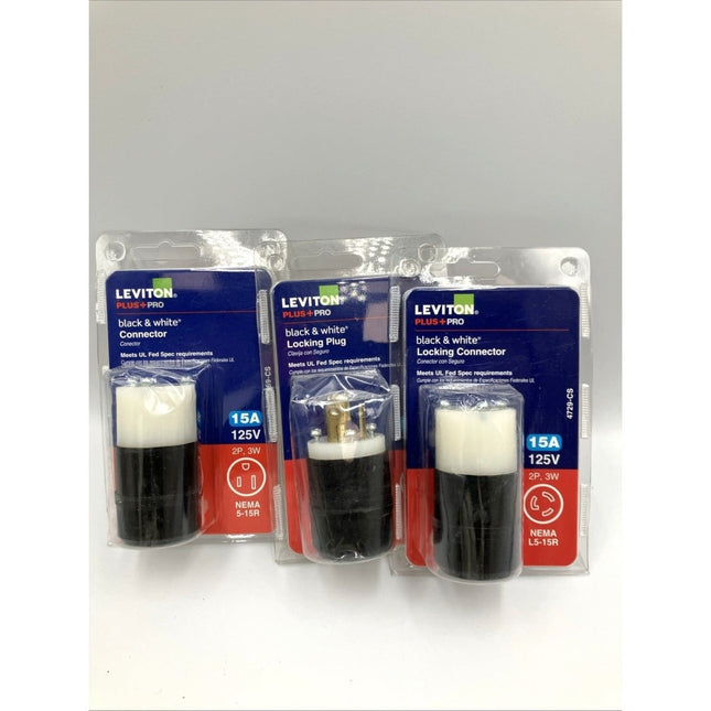 Leviton 15 Amp 125 - Volt Straight Blade Connector, Black & White 5269 - CS - Long Island Liquidation