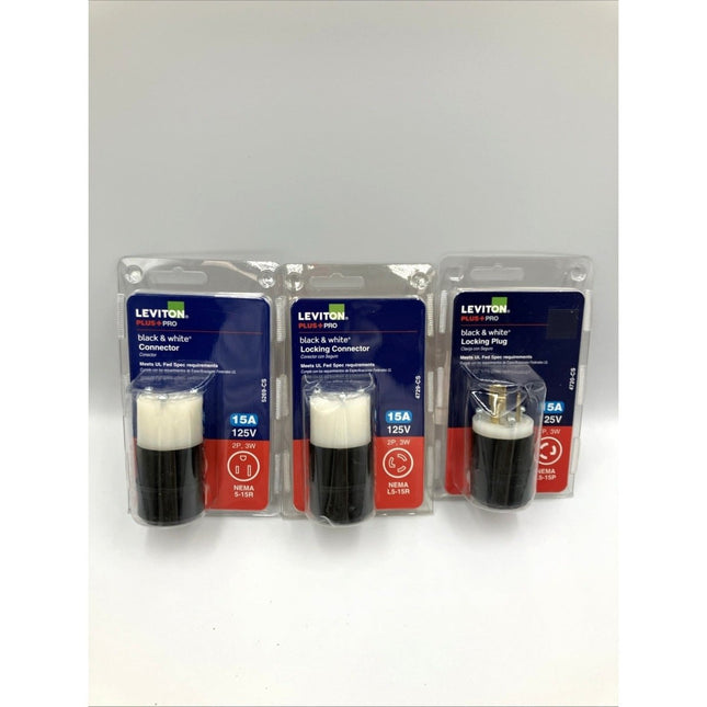 Leviton 15 Amp 125 - Volt Straight Blade Connector, Black & White 5269 - CS | - Long Island Liquidation
