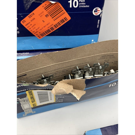 Leviton 15 Amp Single - Pole Switch, White (10 - Pack) lot of 4 missing one - Long Island Liquidation