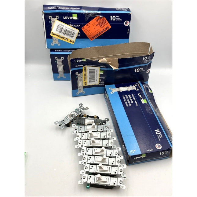 Leviton 15 Amp Single - Pole Switch, White (10 - Pack) lot of 4 missing one - Long Island Liquidation
