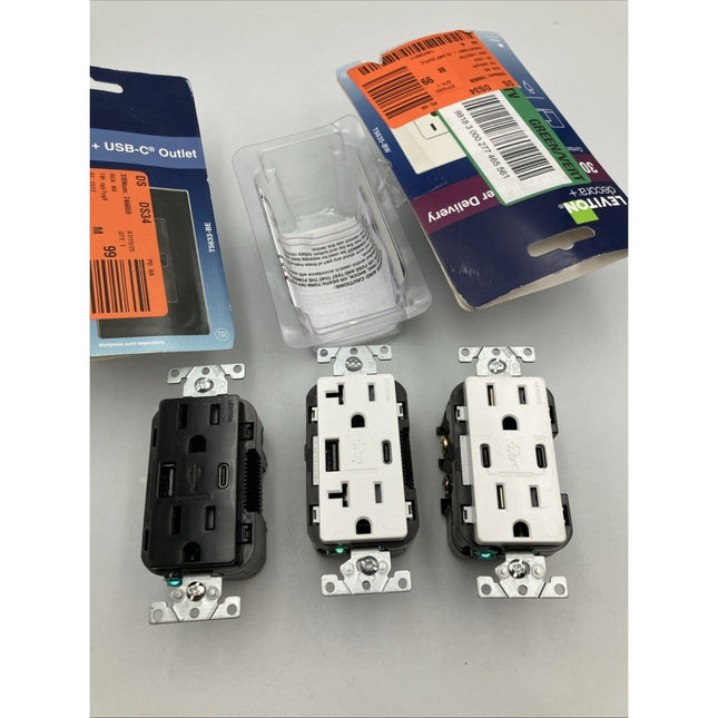 Leviton Decora Type A and C USB Charger Tamper - Resistant Outlet Black 15A MIXED - Long Island Liquidation