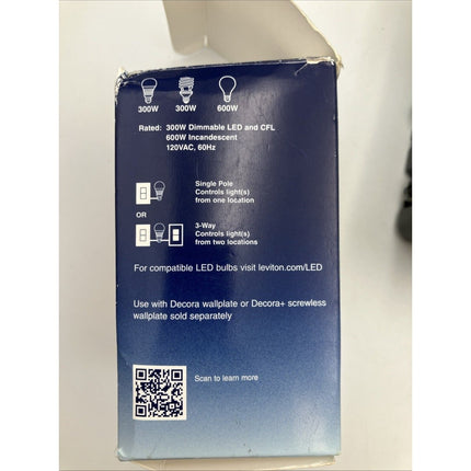 LEVITON DSL06 - 1TW DECORA ROCKER DIMMER WITH SLIDE BAR (IN WHITE) - Long Island Liquidation