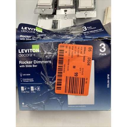 LEVITON DSL06 - 1TW DECORA ROCKER DIMMER WITH SLIDE BAR (IN WHITE) - Long Island Liquidation