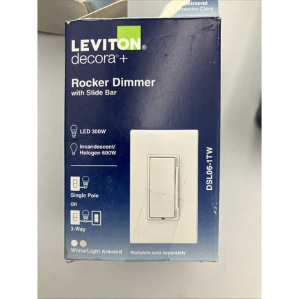 LEVITON DSL06 - 1TW DECORA ROCKER DIMMER WITH SLIDE BAR (IN WHITE) - Long Island Liquidation