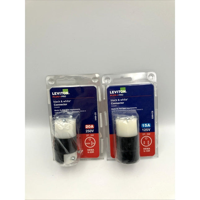 Leviton Straight Blade Connector Black And White 20 Amp 250 Volt 5469 - CS 15 A - Long Island Liquidation