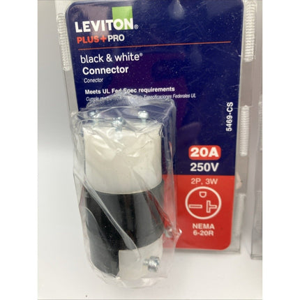 Leviton Straight Blade Connector Black And White 20 Amp 250 Volt 5469 - CS 15 A - Long Island Liquidation
