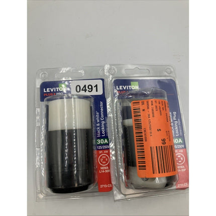 Leviton Twist Lock Plug 30A 14 - 8AWG 125/250V Black & White 02711 - CS. - Long Island Liquidation