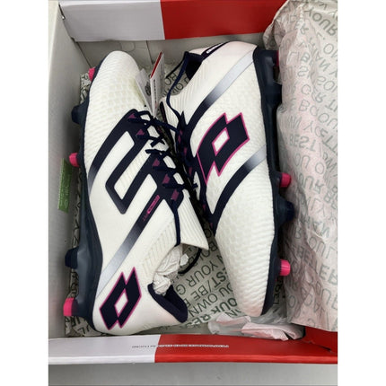 Lotto Maestro 100 IV FG Mens Soccer Cleats All White Navy Vivid Fuchsia 11 - Long Island Liquidation
