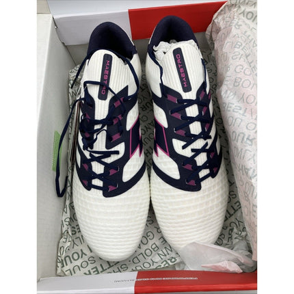 Lotto Maestro 100 IV FG Mens Soccer Cleats All White Navy Vivid Fuchsia 11 - Long Island Liquidation