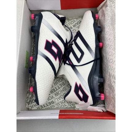Lotto Maestro 100 IV FG Mens Soccer Cleats All White Navy Vivid Fuchsia 11 - Long Island Liquidation