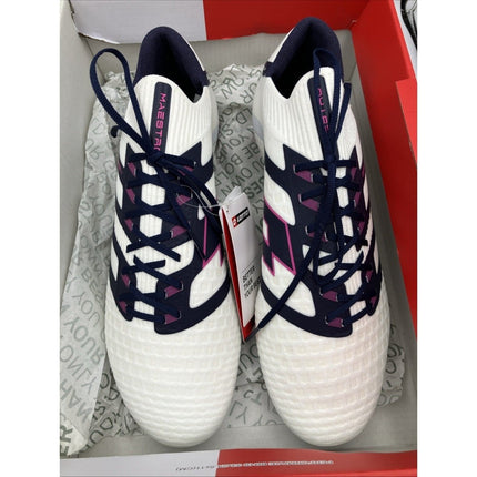 Lotto Maestro 100 IV FG Mens Soccer Cleats All White Navy Vivid Fuchsia 9 NEW - Long Island Liquidation