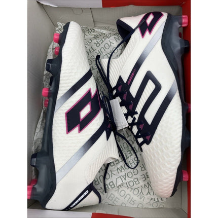Lotto Maestro 100 IV FG Mens Soccer Cleats All White Navy Vivid Fuchsia 9 NEW - Long Island Liquidation