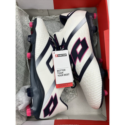 Lotto Maestro 100 IV FG Mens Soccer Cleats All White Navy Vivid Fuchsia 9.5 New - Long Island Liquidation