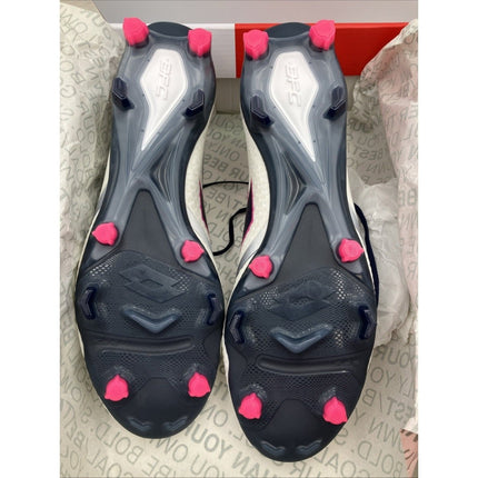 Lotto Maestro 100 IV FG Mens Soccer Cleats All White Navy Vivid Fuchsia 9.5 New - Long Island Liquidation