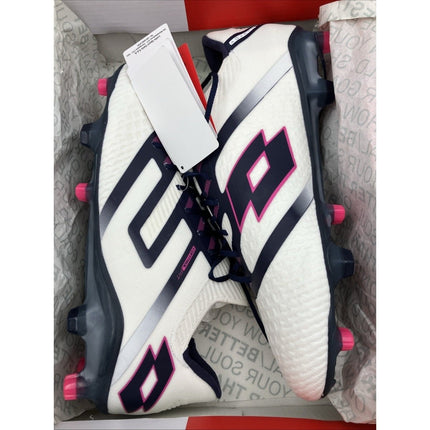 Lotto Maestro 100 IV FG Mens Soccer Cleats All White Navy Vivid Fuchsia 9.5 New - Long Island Liquidation