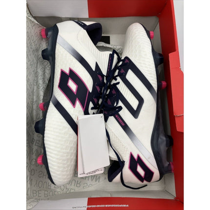 Lotto Maestro 100 IV FG Mens Soccer Cleats All White Navy Vivid Fuchsia 9.5 New - Long Island Liquidation