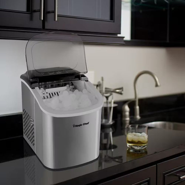 Magic Chef 27 lbs. Bullet Ice Countertop Ice Maker in Stainless Steel - Long Island Liquidation