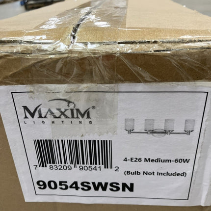 Maxim 9054 Cylinder 29" 4 - Light Satin Nickel Bath Vanity Light - Long Island Liquidation