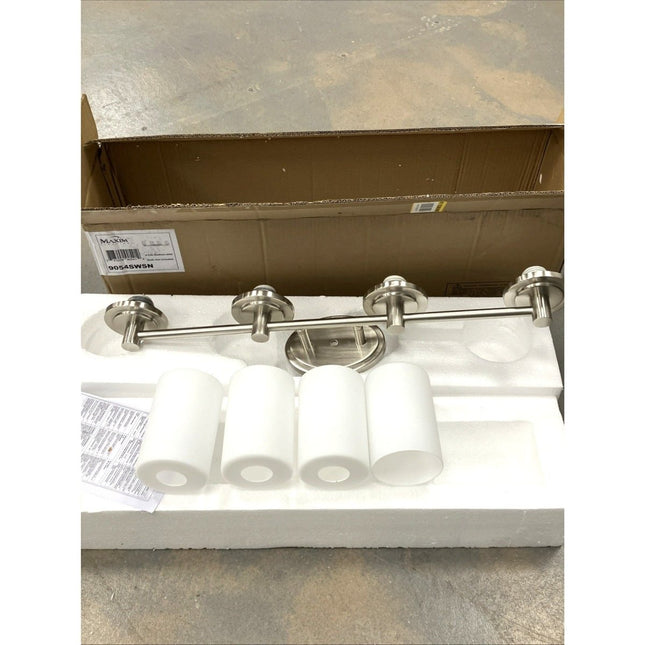 Maxim 9054 Cylinder 29" 4 - Light Satin Nickel Bath Vanity Light - Long Island Liquidation