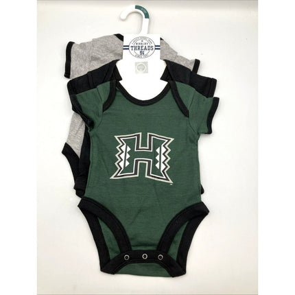 NCAA Baby 0/3 Month Hawaii Rainbow Warriors One Piece Sleeper Outfit 3 Piece NEW - Long Island Liquidation