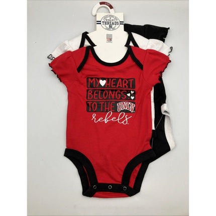 NCAA Baby Girls 3/6 Month UNLV Running Rebels One Piece Sleeper Set 3 Piece NEW - Long Island Liquidation