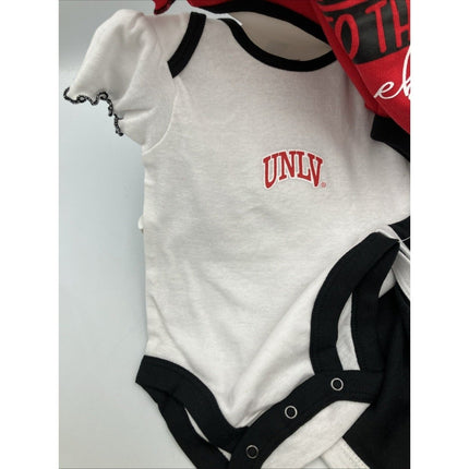 NCAA Baby Girls 3/6 Month UNLV Running Rebels One Piece Sleeper Set 3 Piece NEW - Long Island Liquidation
