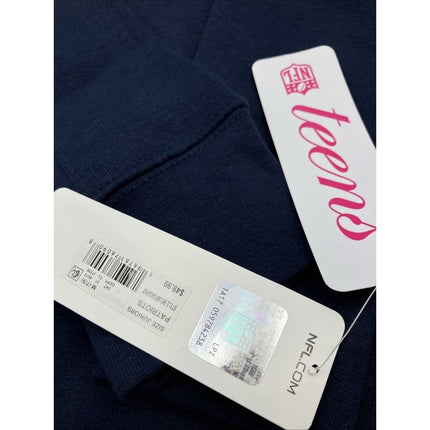 New England Patriots Hoodie Women’s Medium 7/9 Blue NFL Pullover Sweatshirt NWT - Long Island Liquidation