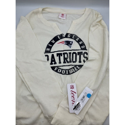 New England Patriots NFL Long Sleeve Cream Thermal T-Shirt - Girls' XL 15 - 17 NWT - Long Island Liquidation