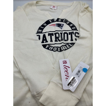 New England Patriots NFL Long Sleeve Cream Thermal T-Shirt - Girls' XL 15 - 17 NWT - Long Island Liquidation