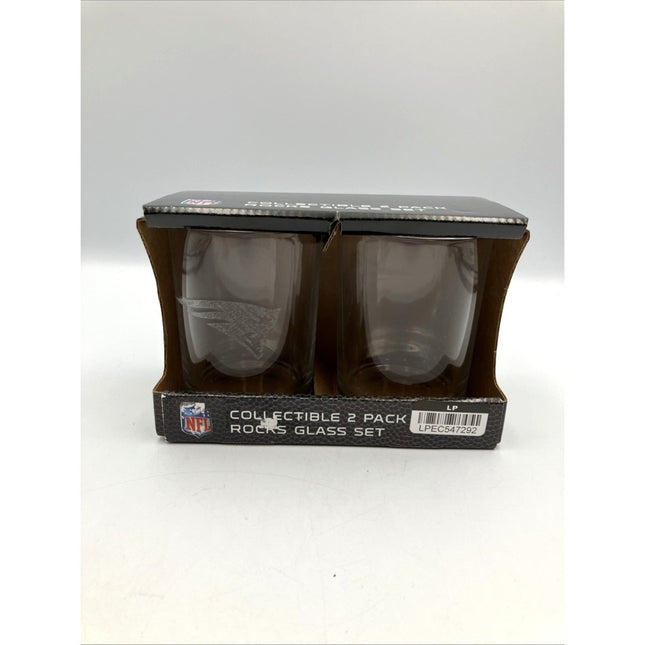 New NFL New England Patriots Laser Etched Rocks Glass Set - 2pc - Long Island Liquidation