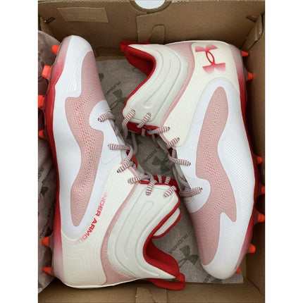 New Under Armour Cleats Men’s Size 11.5 LAX Lacrosse Command MC Mid White / Red - Long Island Liquidation