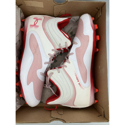 New Under Armour Cleats Men’s Size 11.5 LAX Lacrosse Command MC Mid White / Red - Long Island Liquidation