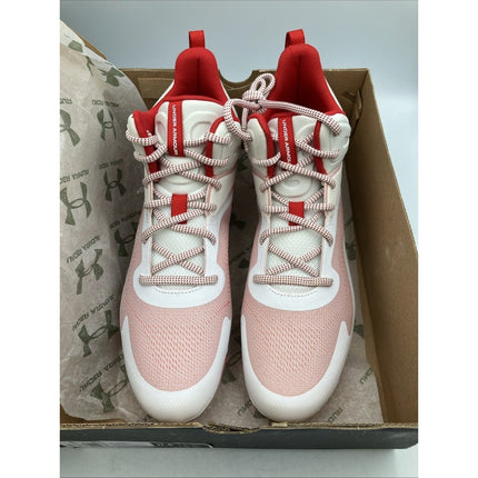 New Under Armour Cleats Men’s Size 11.5 LAX Lacrosse Command MC Mid White / Red - Long Island Liquidation