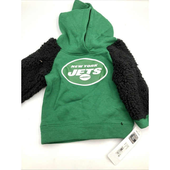 NFL 12M Toddler New York Jets Hooded Sweatshirt Sherpa Sleeve Hoodie - NEW - Long Island Liquidation