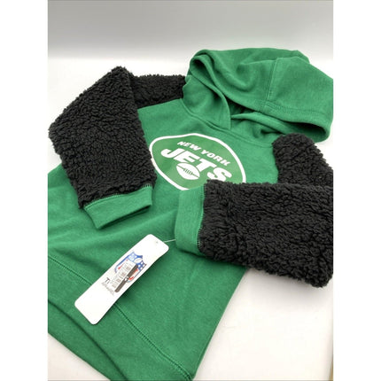 NFL 3T Toddler New York Jets Hooded Sweatshirt Sherpa Sleeve Hoodie - NEW - Long Island Liquidation