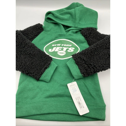 NFL 3T Toddler New York Jets Hooded Sweatshirt Sherpa Sleeve Hoodie - NEW - Long Island Liquidation