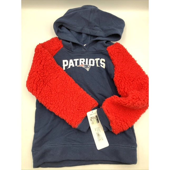 NFL 4T Toddler New England Patriots Hooded Sherpa Sleeve Hoodie - NEW - Long Island Liquidation