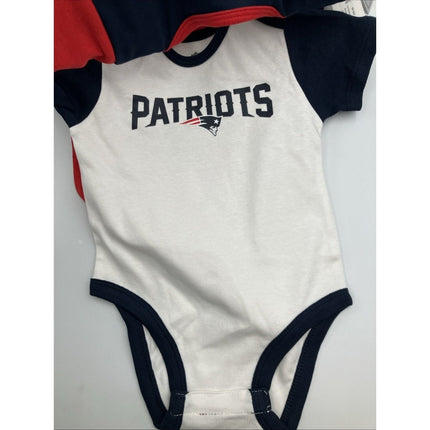 NFL Baby 12 Month New England Patriots One Piece Sleeper Outfit 3 Piece Set NEW - Long Island Liquidation