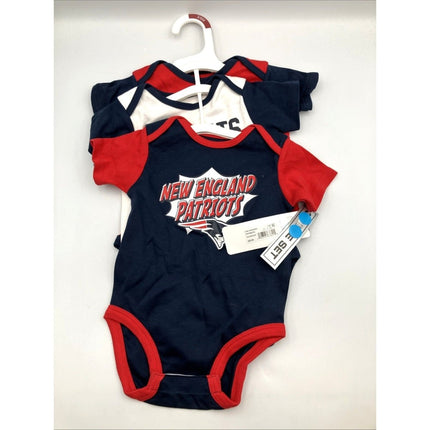 NFL Baby 3 - 6 Month New England Patriots One Piece Sleeper Outfit 3 Piece Set NEW - Long Island Liquidation