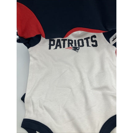 NFL Baby 3 - 6 Month New England Patriots One Piece Sleeper Outfit 3 Piece Set NEW - Long Island Liquidation