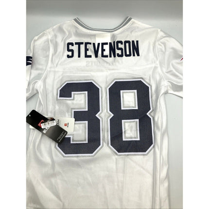 NFL New England Patriots 38 Rhamondre Stevenson Girls L White Glitter Jersey - Long Island Liquidation