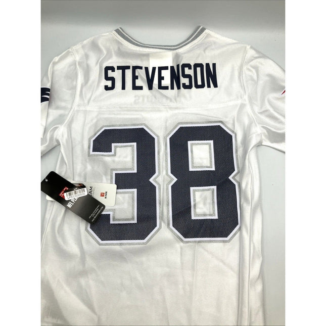NFL New England Patriots 38 Rhamondre Stevenson Girls L White Glitter Jersey - Long Island Liquidation