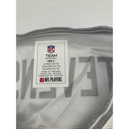 NFL New England Patriots 38 Rhamondre Stevenson Girls L White Glitter Jersey - Long Island Liquidation